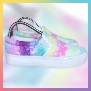 Olivia + Kate Beyley Rainbow Tie Dye Platform Slip on Sneakers